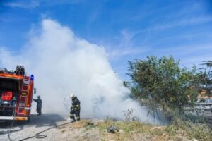 Зерносушилка и «газель» сгорели под Волгоградом