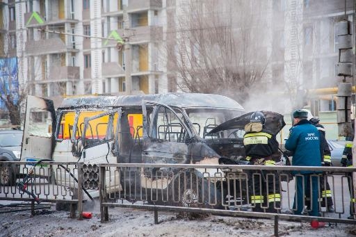 Маршрутка №15с сгорела полностью на ЦПКиО в Волгограде