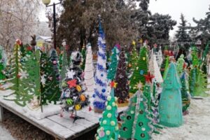 Выставка елок открылась для волгоградцев в сквере Маргариты Агашиной