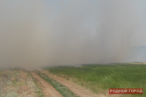 10 гектаров травы горит в Дзержинском районе Волгограда