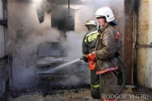 Автомобиль Nissan Micro сгорел в гараже в Волгограде