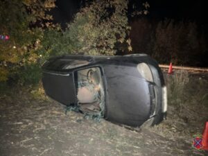 В Волгоградской области на трассе опрокинулась иномарка