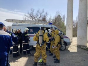 В Волгограде прошла тренировка спасателей на Северных водоочистных сооружениях