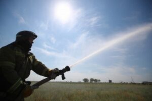 В Волгоградской области вспыхнул крупный пожар