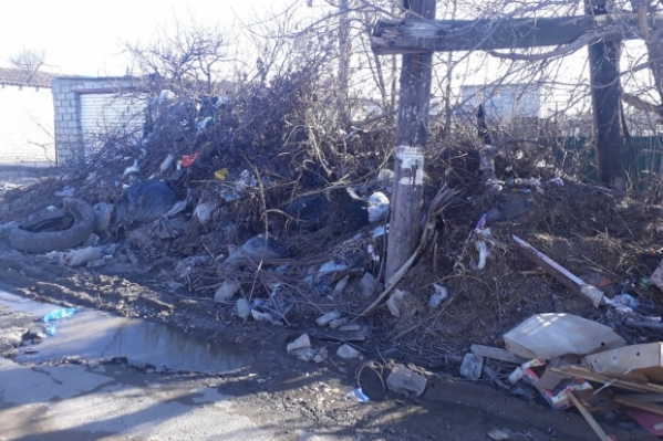 В северных районах Волгограда возле частного сектора образовались горы мусора