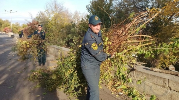 В месячнике по благоустройству в Волгограде поучаствовали пожарные