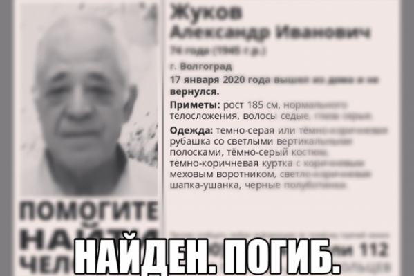 74-летнего пропавшего волгоградца нашли мертвым